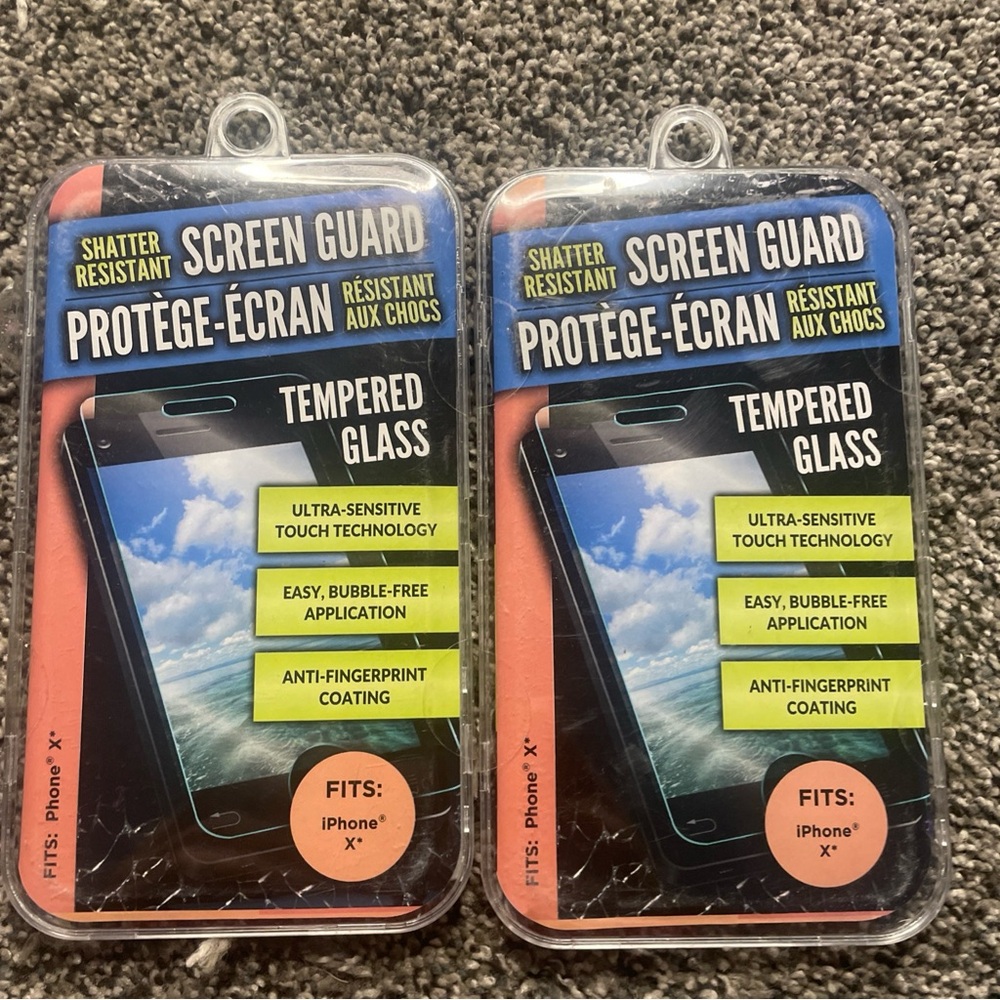 (2) iPhone X Screen Protector Glass Shatter-Resistant Screen Guard Fits iPhone X